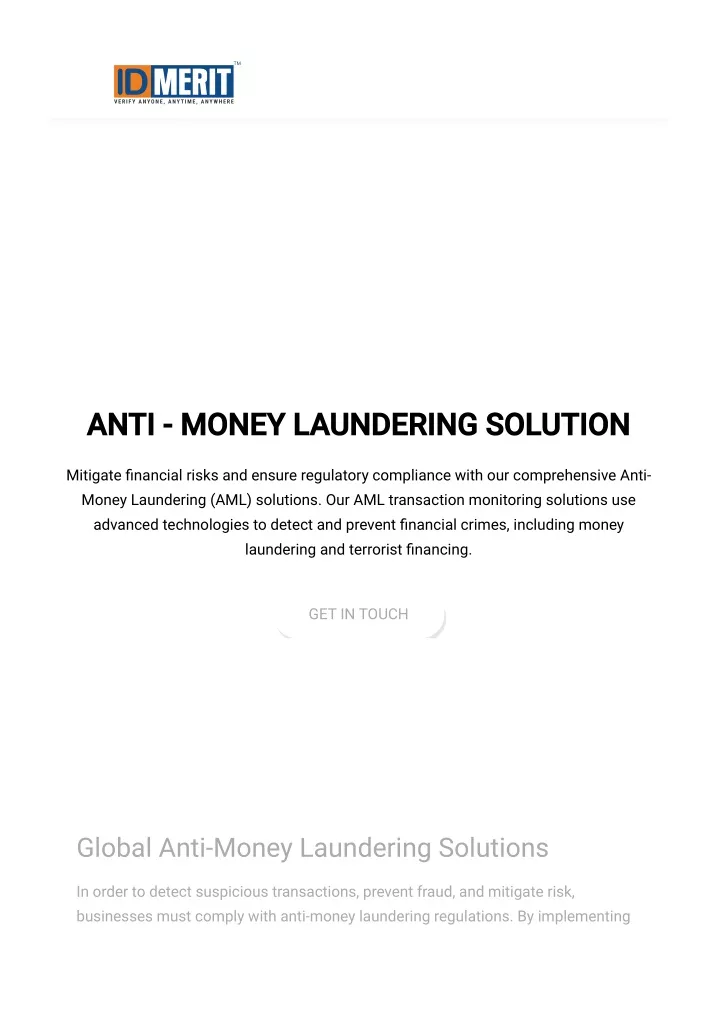 anti money laundering solution