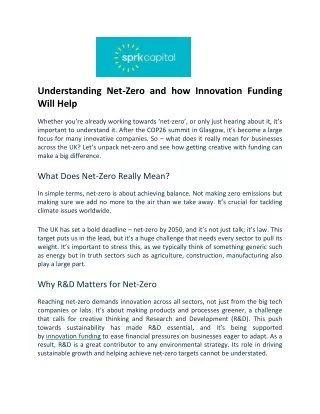 understanding net zero and how innovation funding