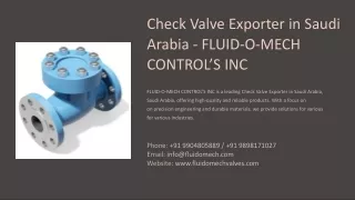 Check Valve Exporter in Saudi Arabia, Best Check Valve Exporter in Saudi Arabia