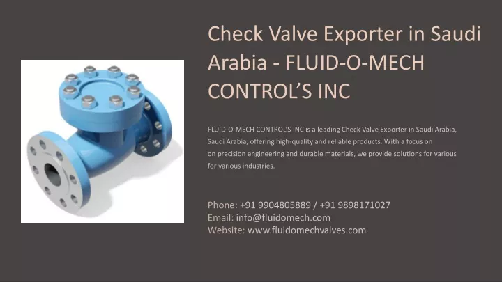 check valve exporter in saudi arabia fluid o mech