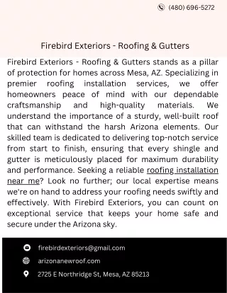 Firebird Exteriors - Roofing & Gutters