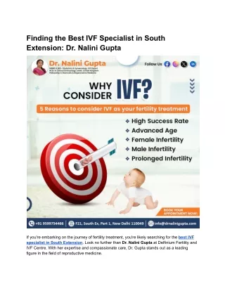 Finding the Best IVF Specialist in South Extension_ Dr
