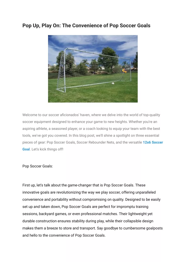 pop up play on the convenience of pop soccer goals