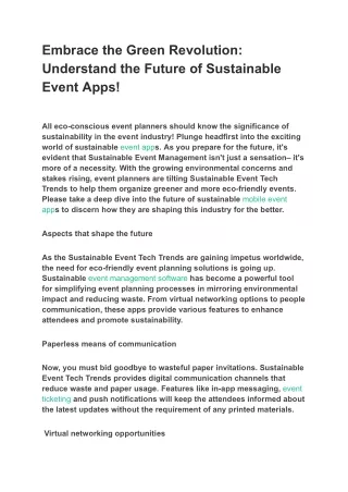 Embrace the Green Revolution_ Understand the Future of Sustainable Event Apps