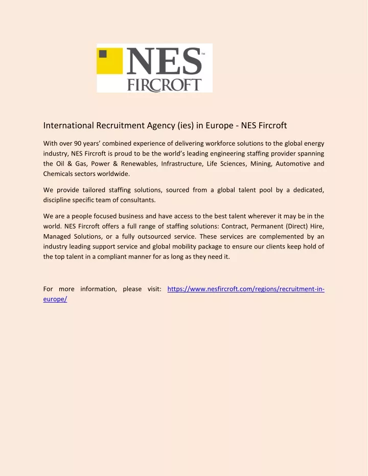 international recruitment agency ies in europe