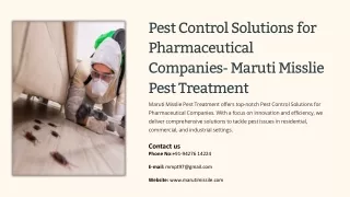 Pest Control Solutions for Pharmaceutical Companies, Best Pest Control Solutions
