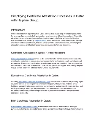 Simplifying Certificate Attestation Processes in Qatar with Helpline Group