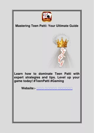 Mastering Teen Patti: Your Ultimate Guide