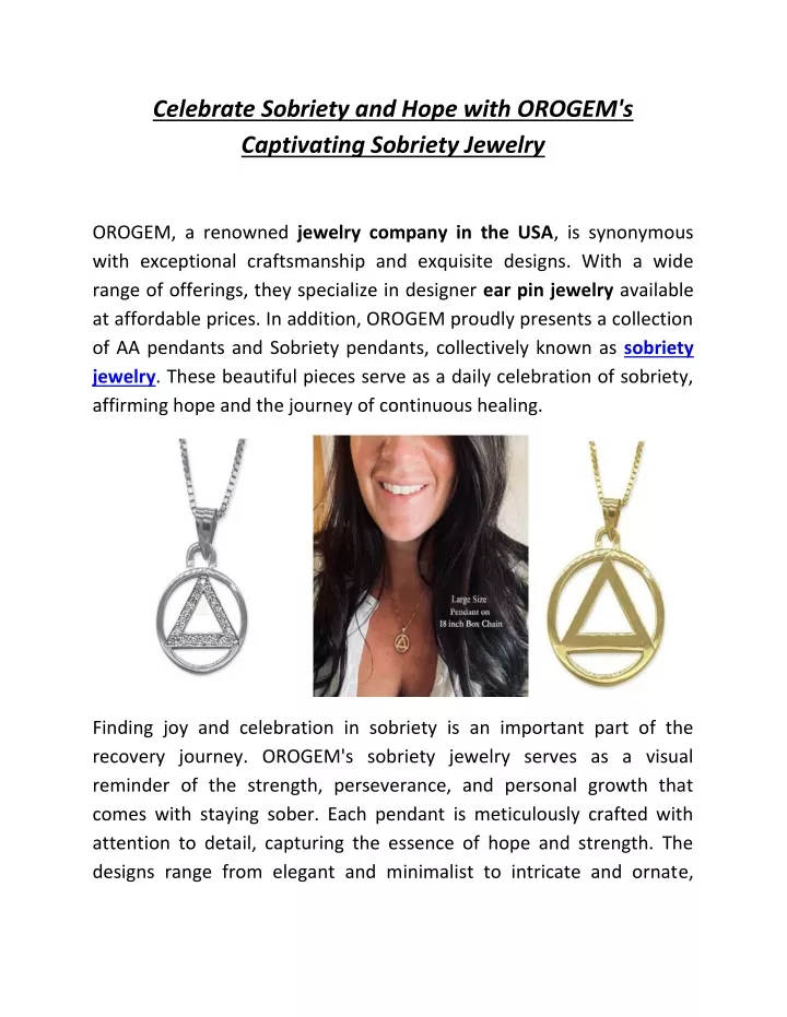 celebrate sobriety and hope with orogem