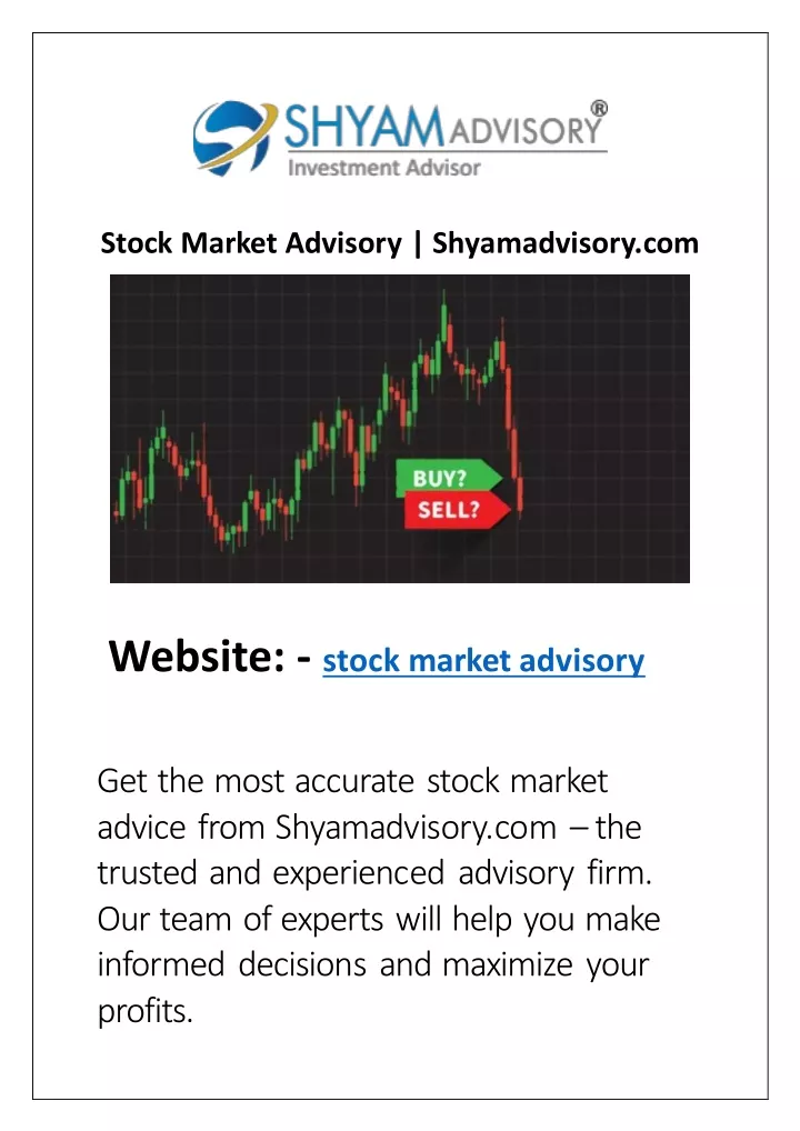 stock market advisory shyamadvisory com