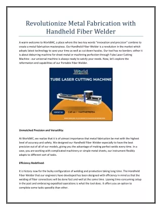 Revolutionize Metal Fabrication with Handheld Fiber Welder