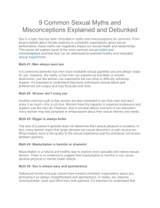 9 common sexual myths and misconceptions