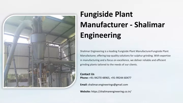 fungiside plant manufacturer shalimar engineering