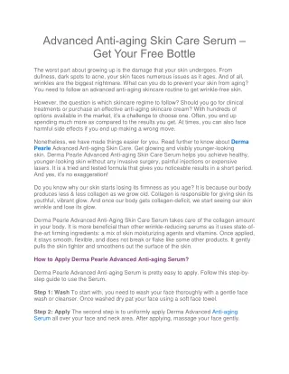 advanced anti aging skin care serum get your free