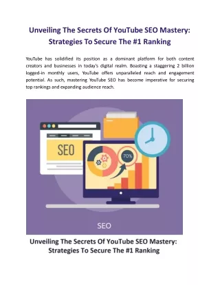 Unveiling The Secrets Of YouTube SEO Mastery: Strategies To Secure The #1 Rankin