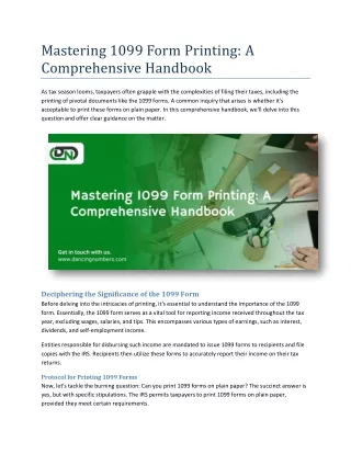 mastering 1099 form printing a comprehensive
