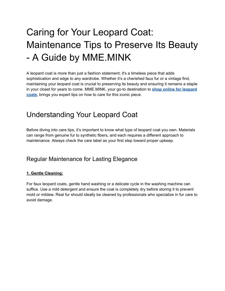 caring for your leopard coat maintenance tips
