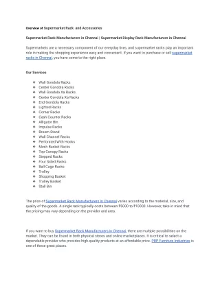 overview of supermarket rack and accessories