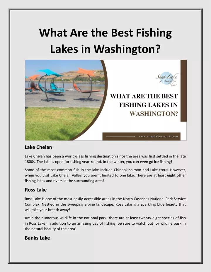 what are the best fishing lakes in washington