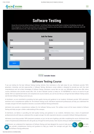 Best software testing course- 4achievers