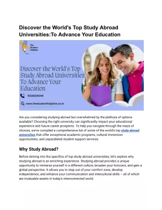 Discover the World's Top Study Abroad Universities_  To Advance Your Education