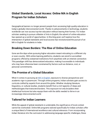 global standards local access online