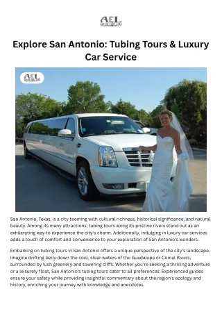 Explore San Antonio Tubing Tours & Luxury Car Service