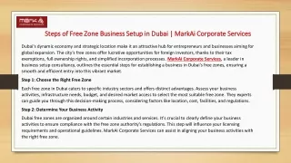 Steps of Free Zone Business Setup in Dubai  - MarkAi Corporate Services