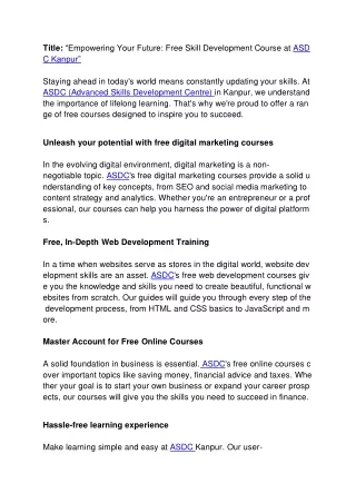 free digital marketing courses | web development tutorials free | accounts