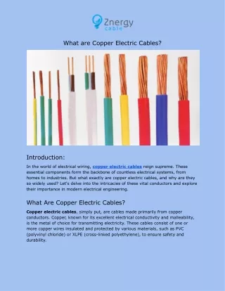 What are Copper Electric Cables