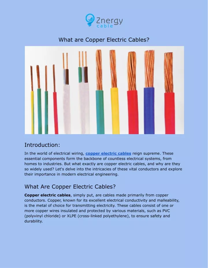 what are copper electric cables