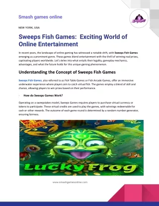 Sweeps Fish Games: Exciting World of Online Entertainment