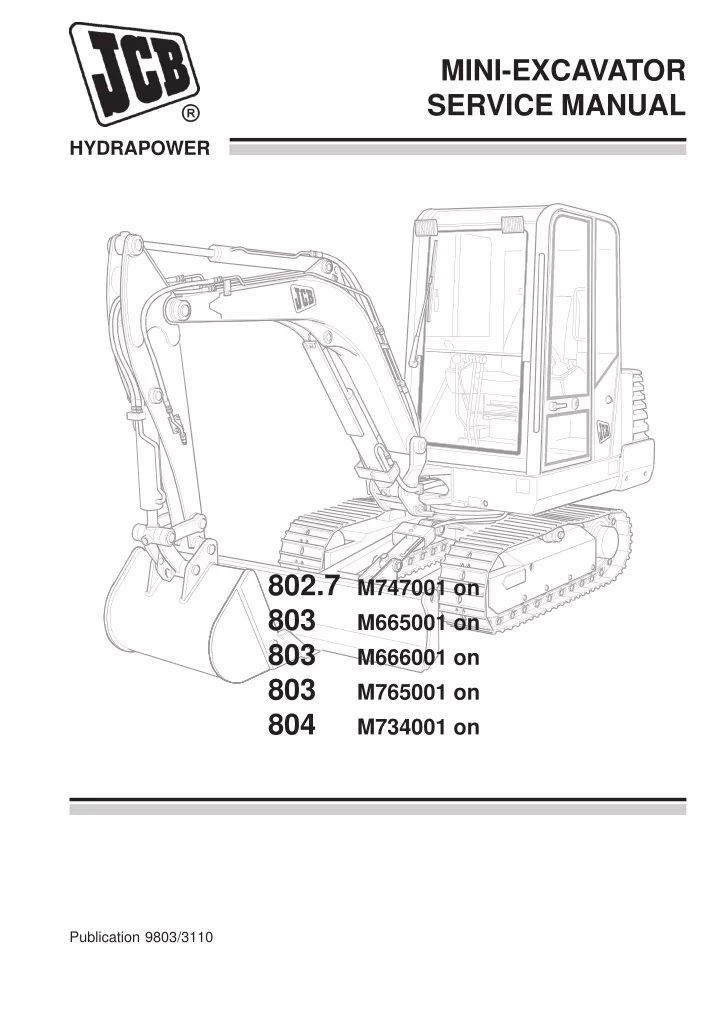 PPT - JCB 804 Mini Crawler Excavator Service Repair Manual SN M734001 ...