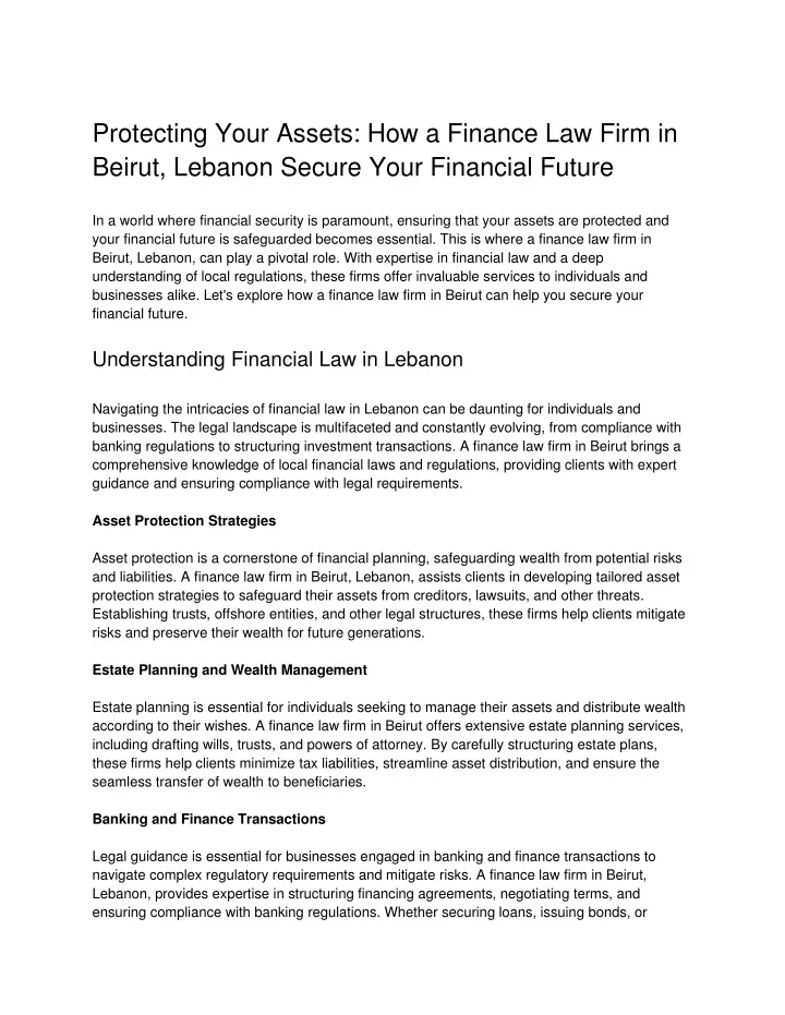 protecting your assets how a finance law firm