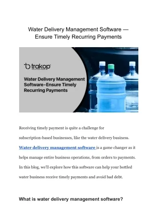 Water Delivery Management Software — Ensure Timely Recurring Payments