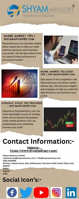 Intraday Stock Tips Provider | Shyamadvisory.com