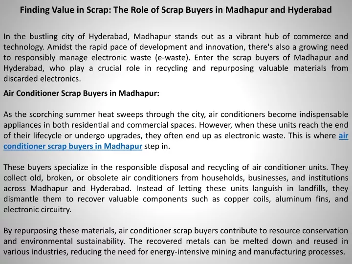 finding value in scrap the role of scrap buyers