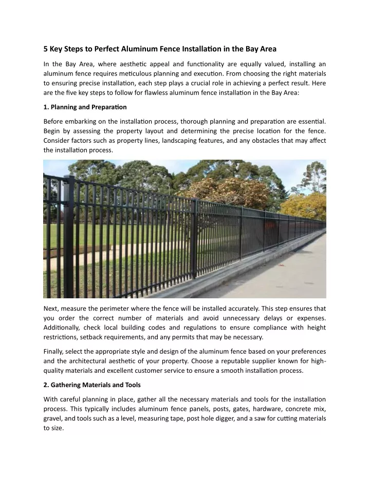 5 key steps to perfect aluminum fence