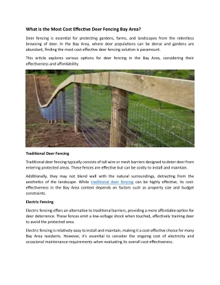 What is the Most Cost Effective Deer Fencing Bay Area