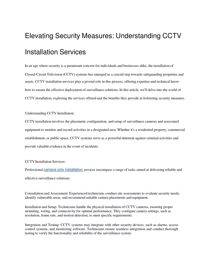 elevating security measures understanding cctv