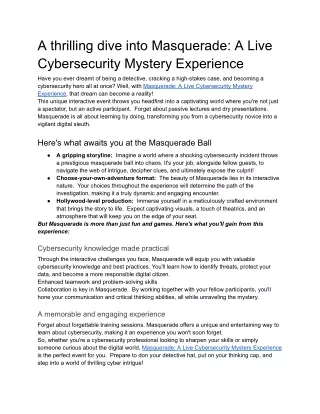 Masquerade_ A Live Cybersecurity Mystery Experience