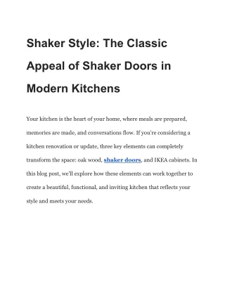 Shaker Style_ The Classic Appeal of Shaker Doors in Modern Kitchens