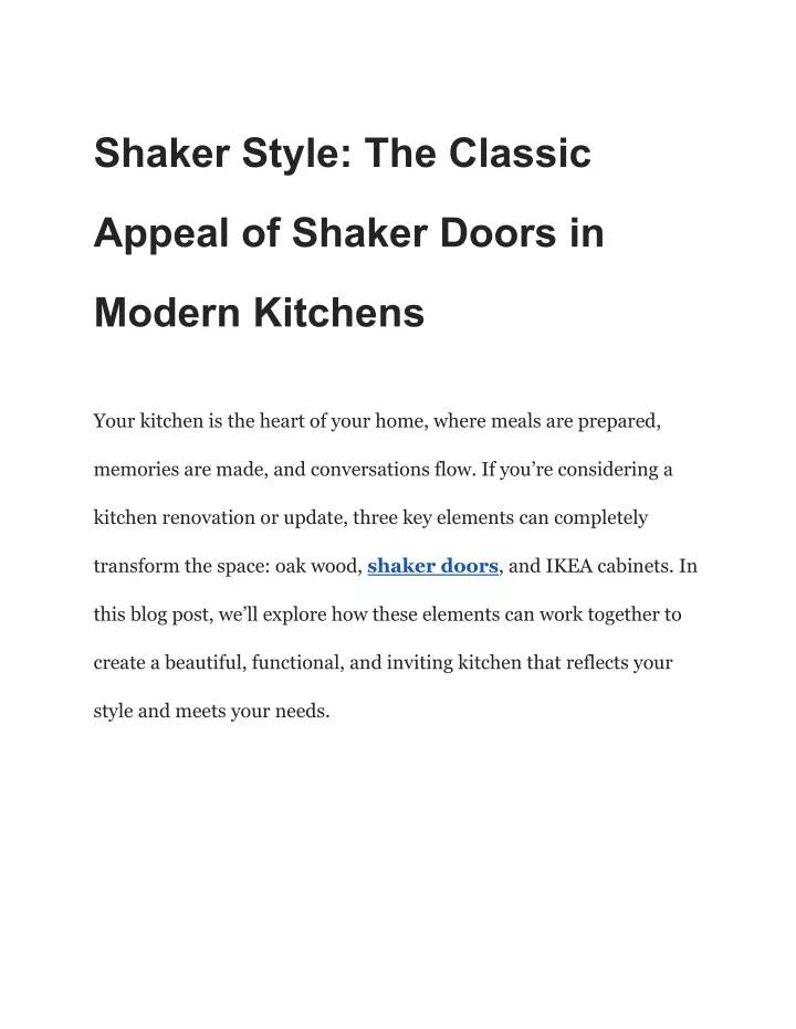 shaker style the classic