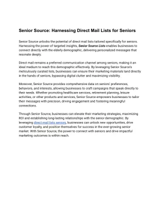 Harnessing Direct Mail Lists for Seniors