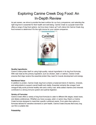 _Exploring Canine Creek Dog Food_ An In-Depth Review