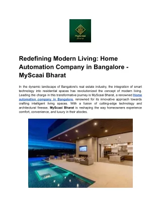 Redefining Modern Living_ Home Automation Company in Bangalore - MyScaai Bharat