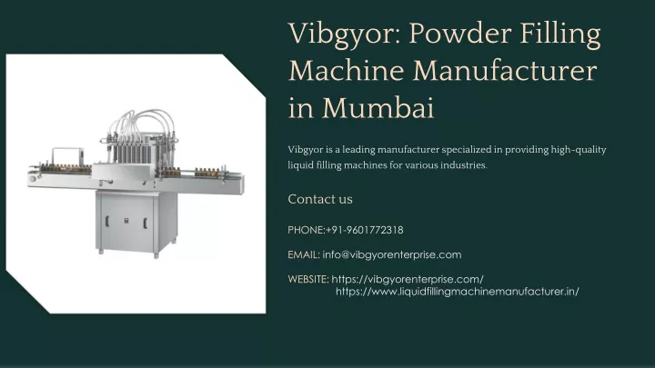 vibgyor powder filling machine manufacturer