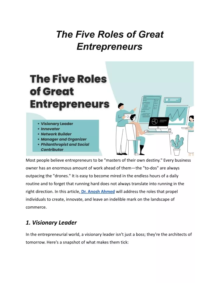 the five roles of great entrepreneurs