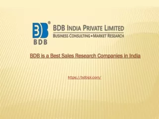 BDB is a Best Sales Research Companies in India