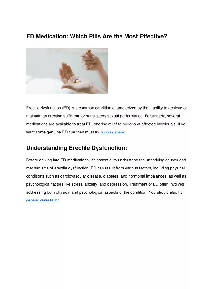 ed medication which pills are the most effective